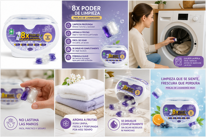 Perlas de Lavandería MUVI 8X Poder de Limpieza