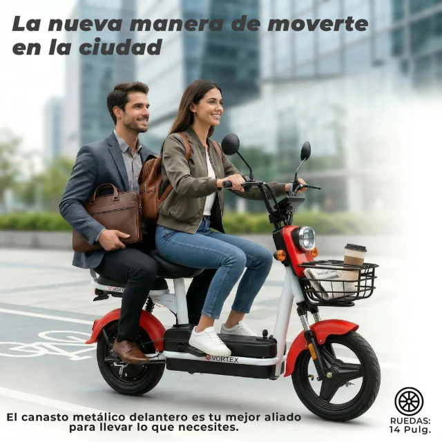 BICIMOTO ELÉCTRICA VORTEX 12ah SUSPENSION RODADO 14