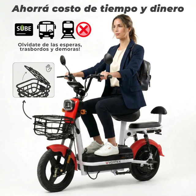 BICIMOTO ELÉCTRICA VORTEX 12ah SUSPENSION RODADO 14