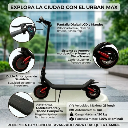 Monopatín Eléctrico Plegable Evoltan Urban Max 25km/h 120kg