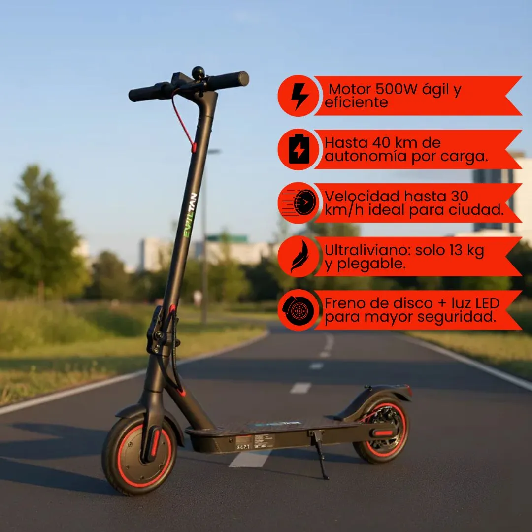 Monopatín Eléctrico Plegable Evoltan Urban Uno Super Ligero