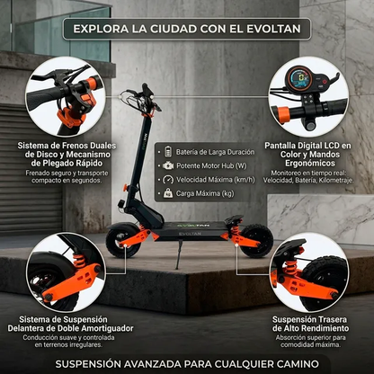 Monopatín Eléctrico Plegable Evoltan Xtrem Todoterreno